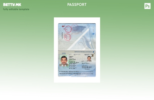 Модерен стил присутен шаблон за пасош на Тринидад и Тобаго